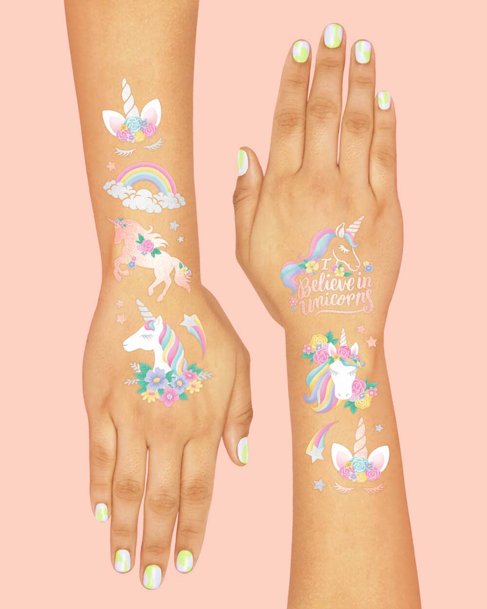 Unicorn Foil Kids Temporary Tattoos, Birthday Party Favor