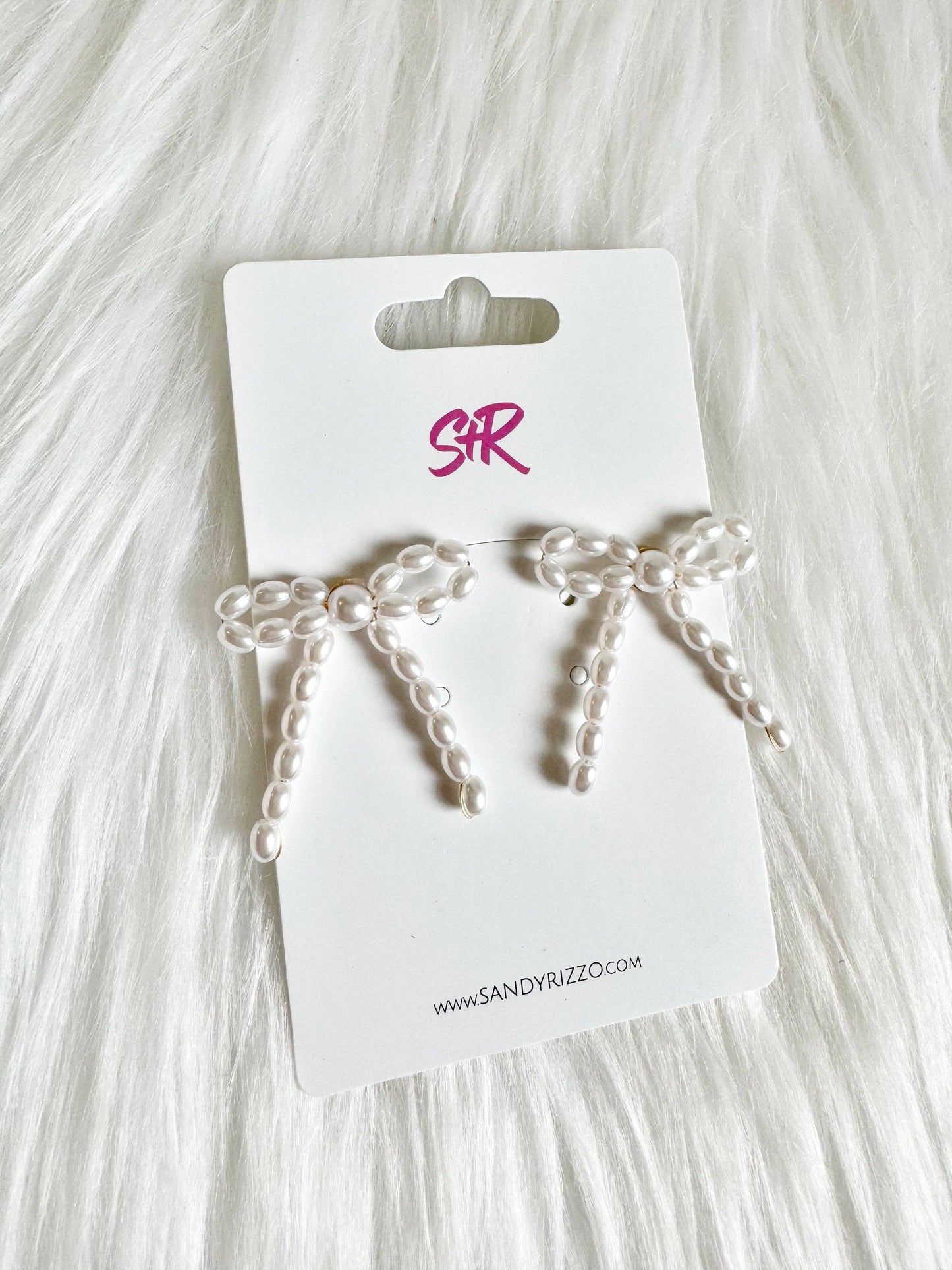 Beaded Pearl Bow Stud