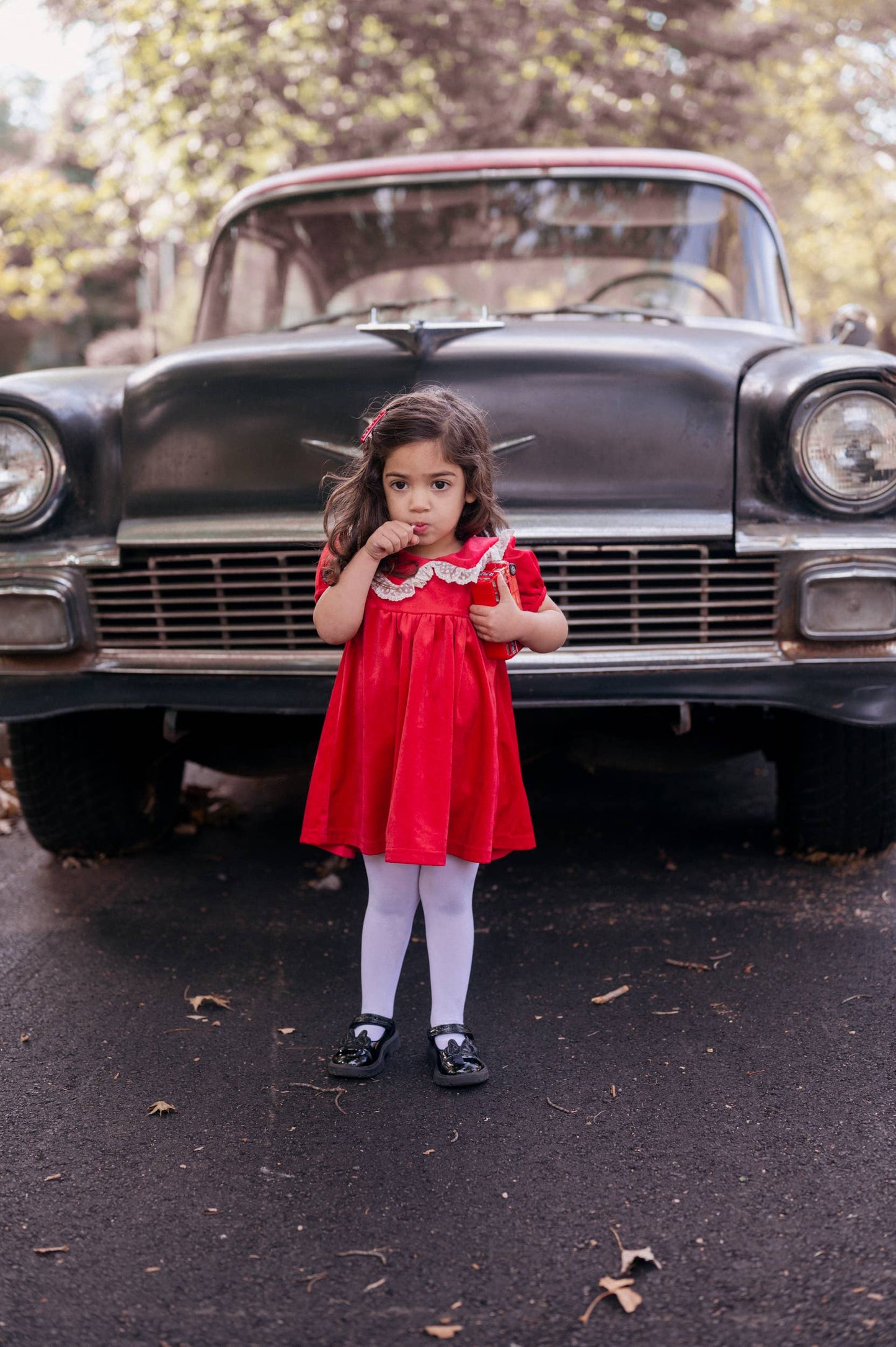 Red Velvet Girls Christmas Dress Vintage Style Baby Toddler