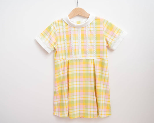 Retro Plaid Collar Dress for Toddler Girls Spring Easter