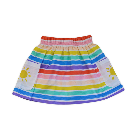 Rainbow Stripe Girls Pocket Skirt, Toddler Girl Skirt, Trendy kids' wear
