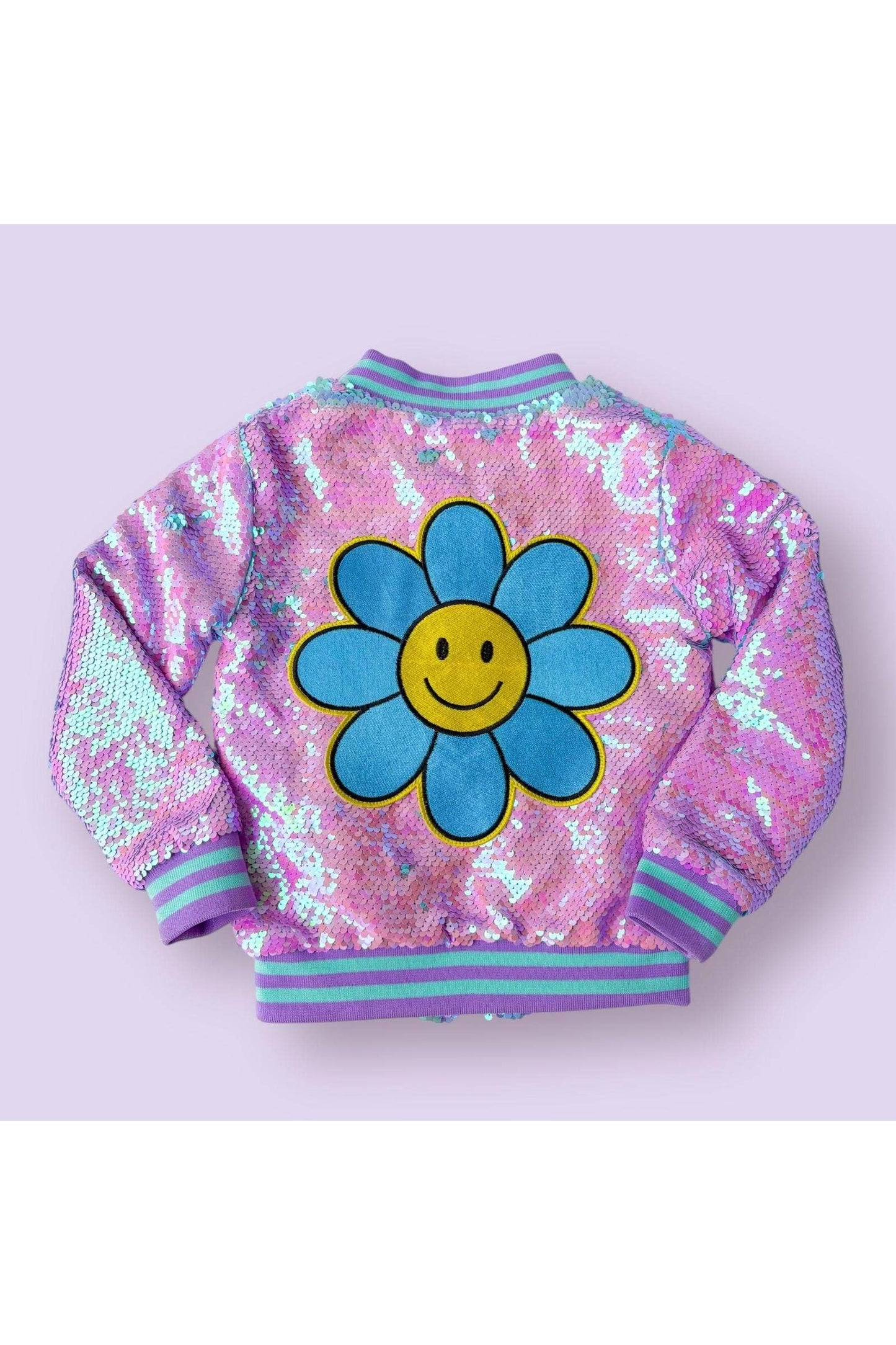 Purple Sequins Bomber Jacket