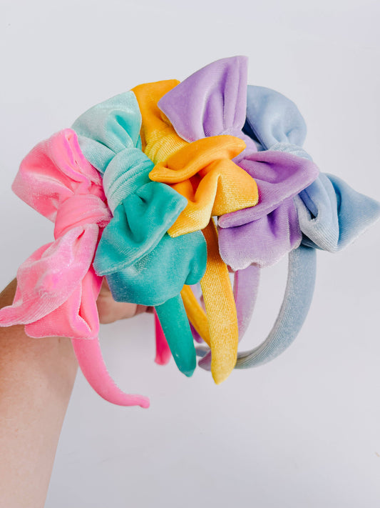 Teal Velvet Bow Headband