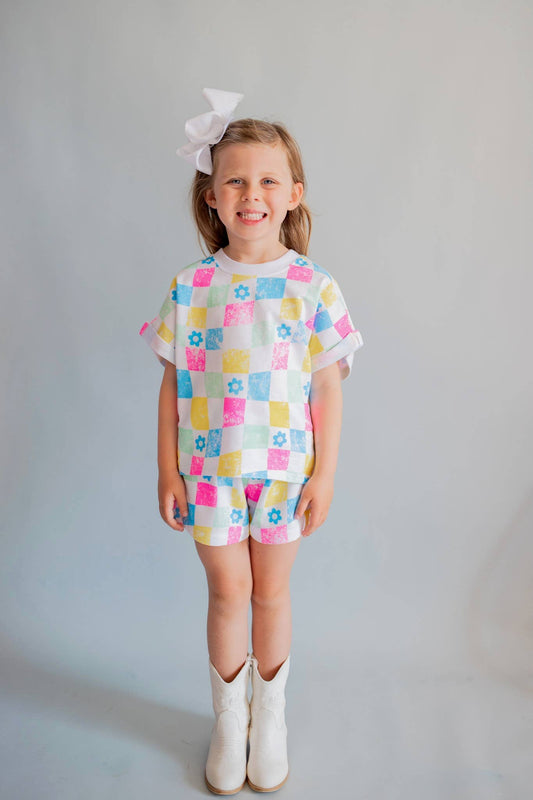 XOXO by Magpies All Over Checker French Terry Short