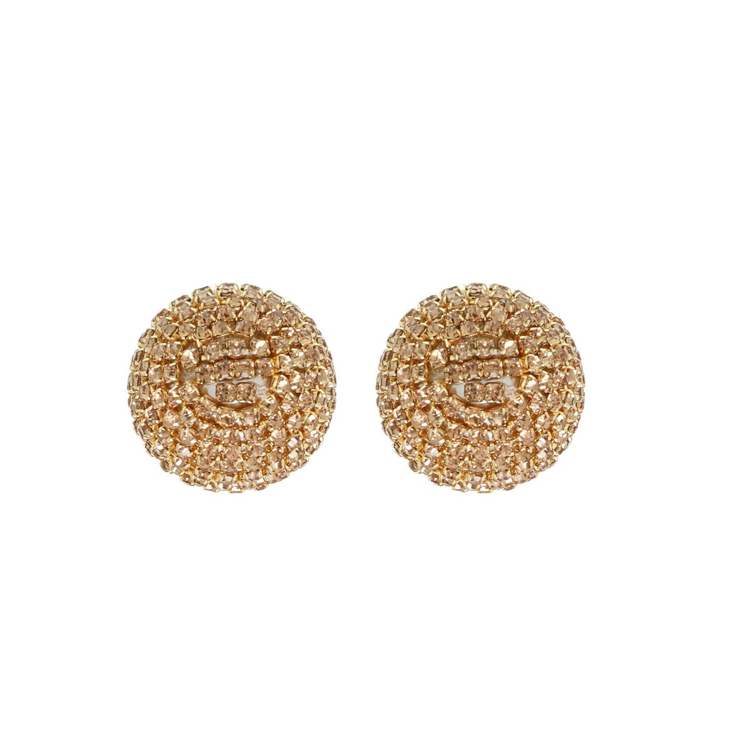 Rhinestone Pave Sphere Disco Ball Stud Earrings
