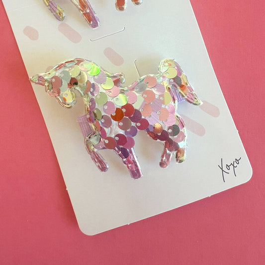 2PK NOVELTY CLIPS: pink multi unicorn
