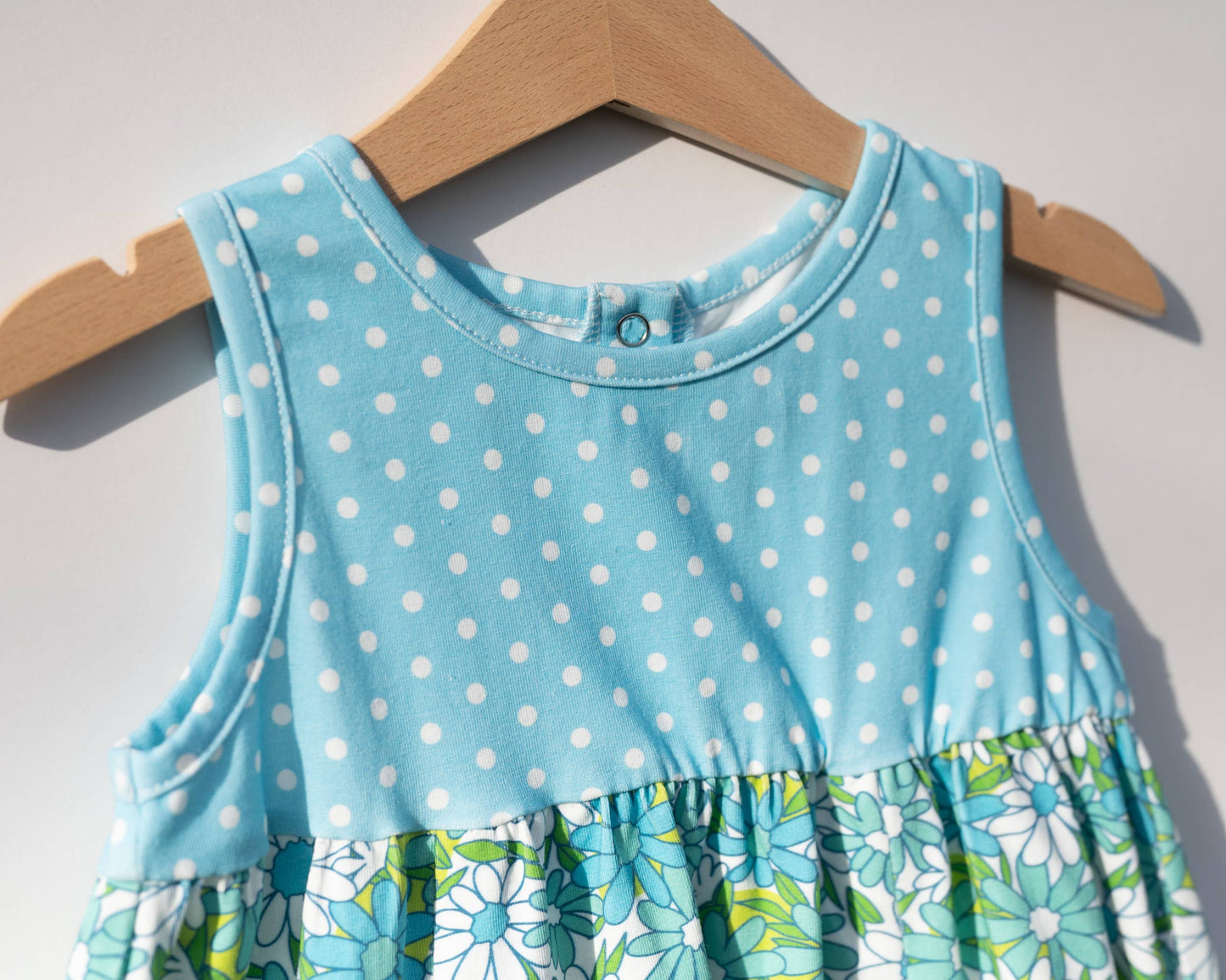 Blue Flower & Polka Dot Dress