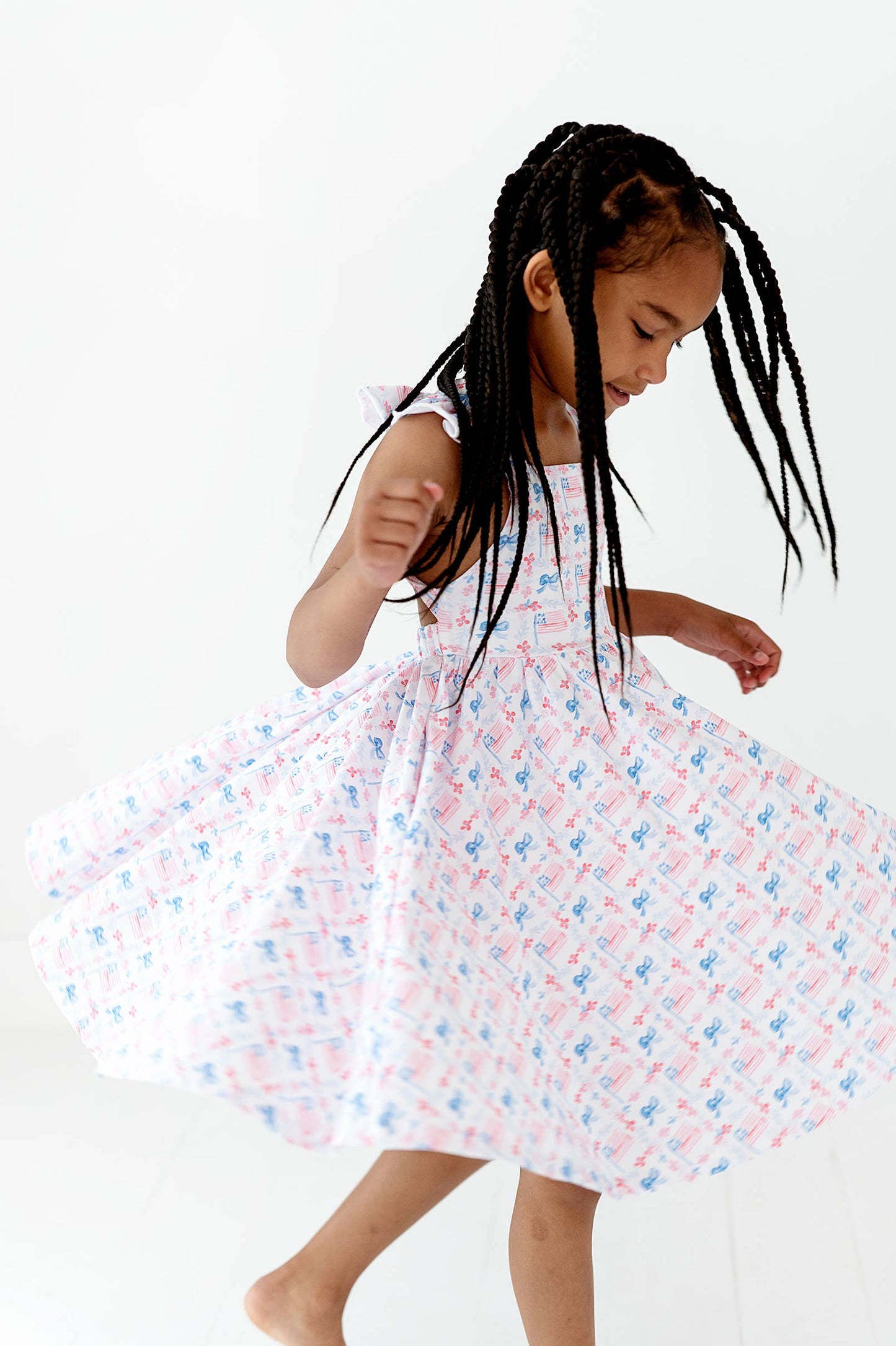 Rosita Dress in Patriotic Flags| Pocket Twirl Dress