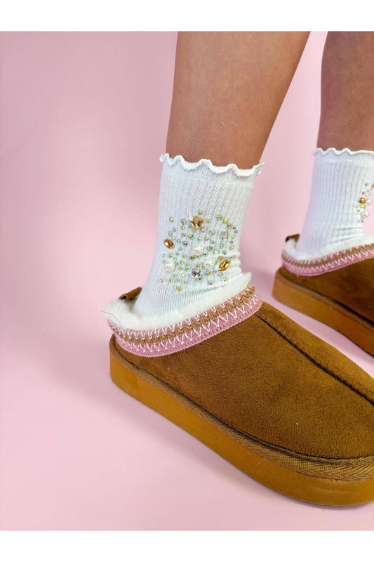 Silver and Gold Gem High Socks