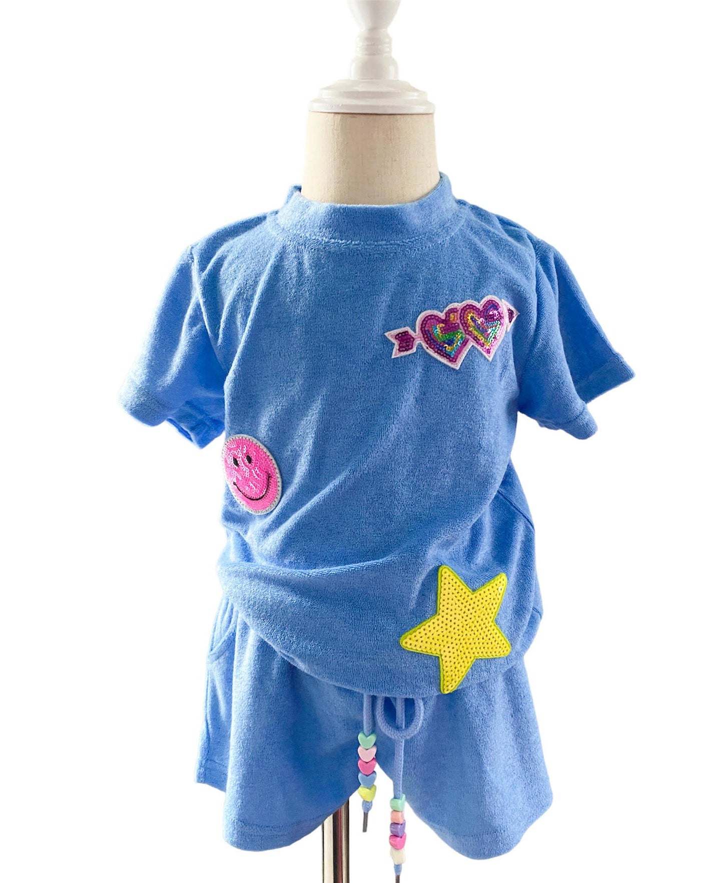 Girls Terry Cloth Patched Beach Set