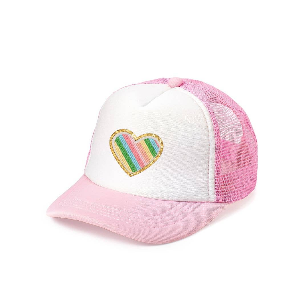 Rainbow Heart Patch Trucker Hat - Kids Spring Hat