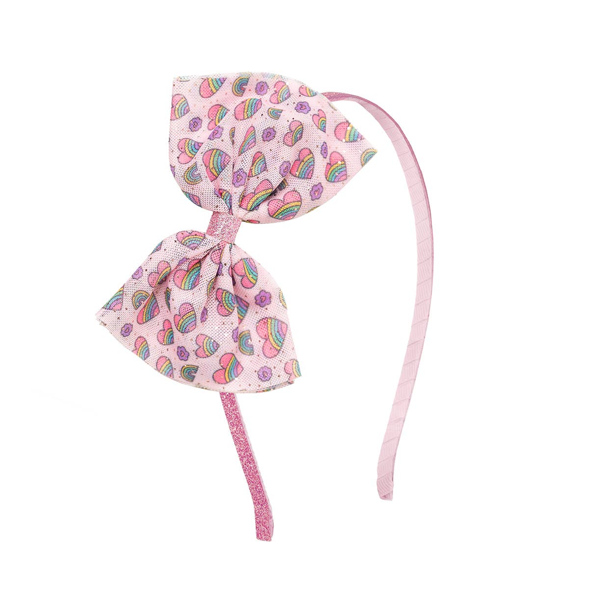 Rainbow Heart Tulle Bow Headband - Kids Spring Headband