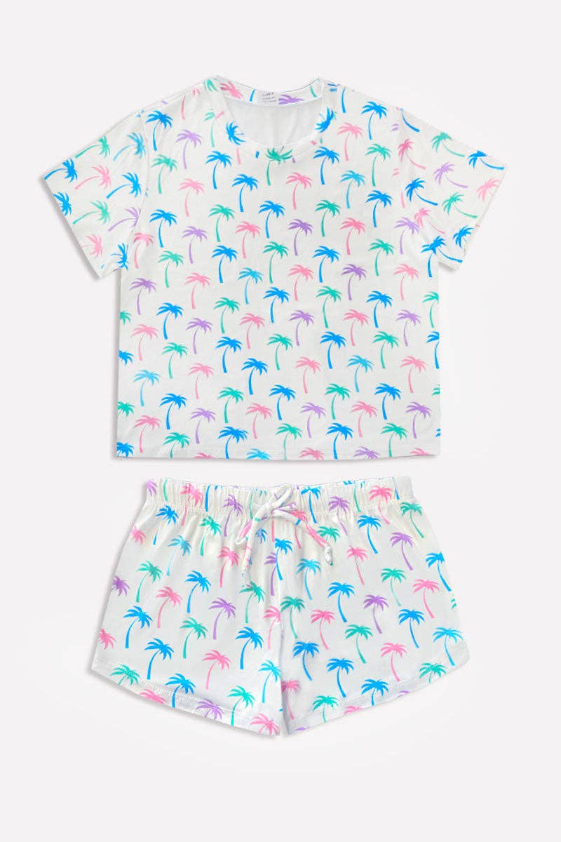 Simply Soft Short Sleeve Easy Tee & Short - Pastel Palms