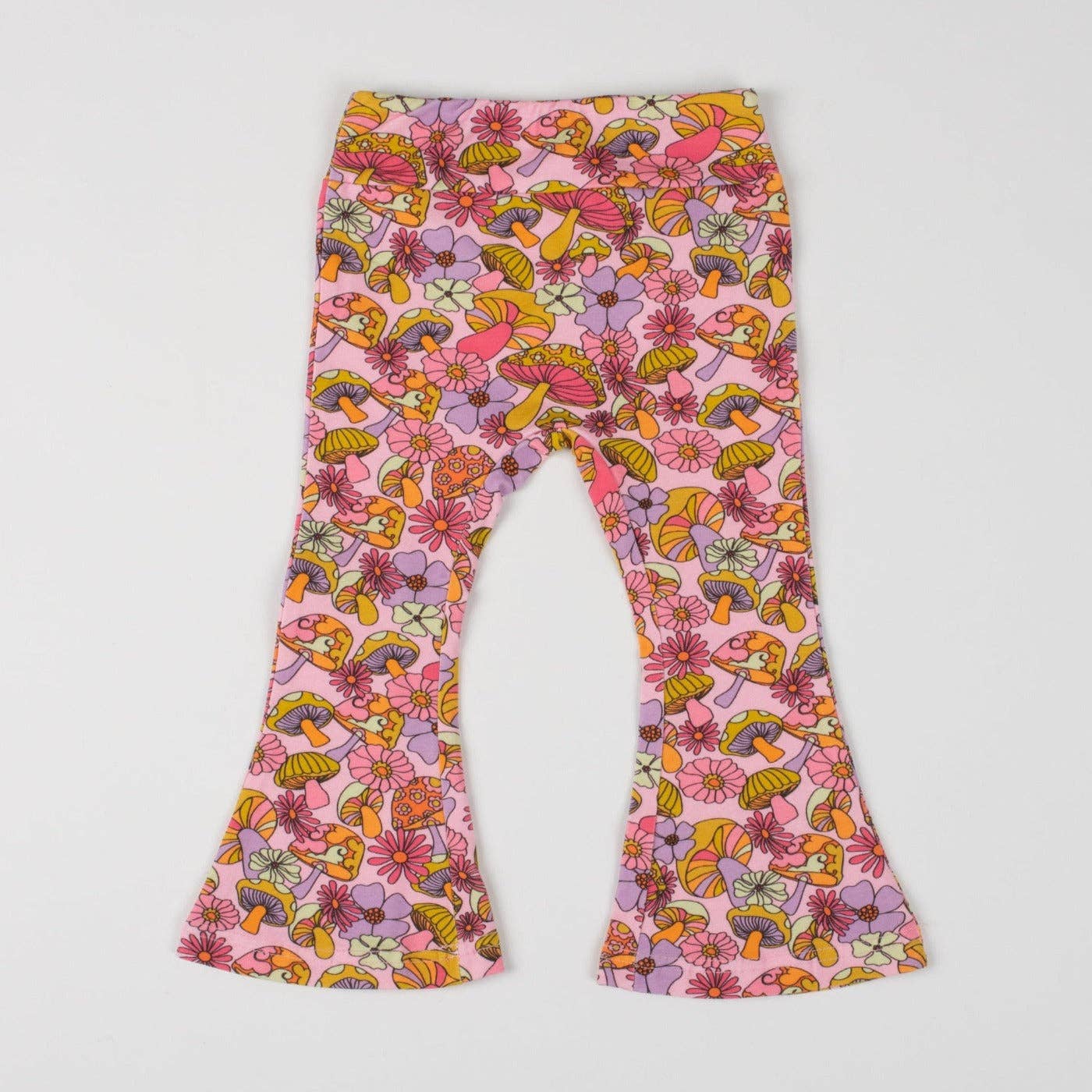 Groovy Mushroom Jersey Bell Bottom Flare Pants Girls