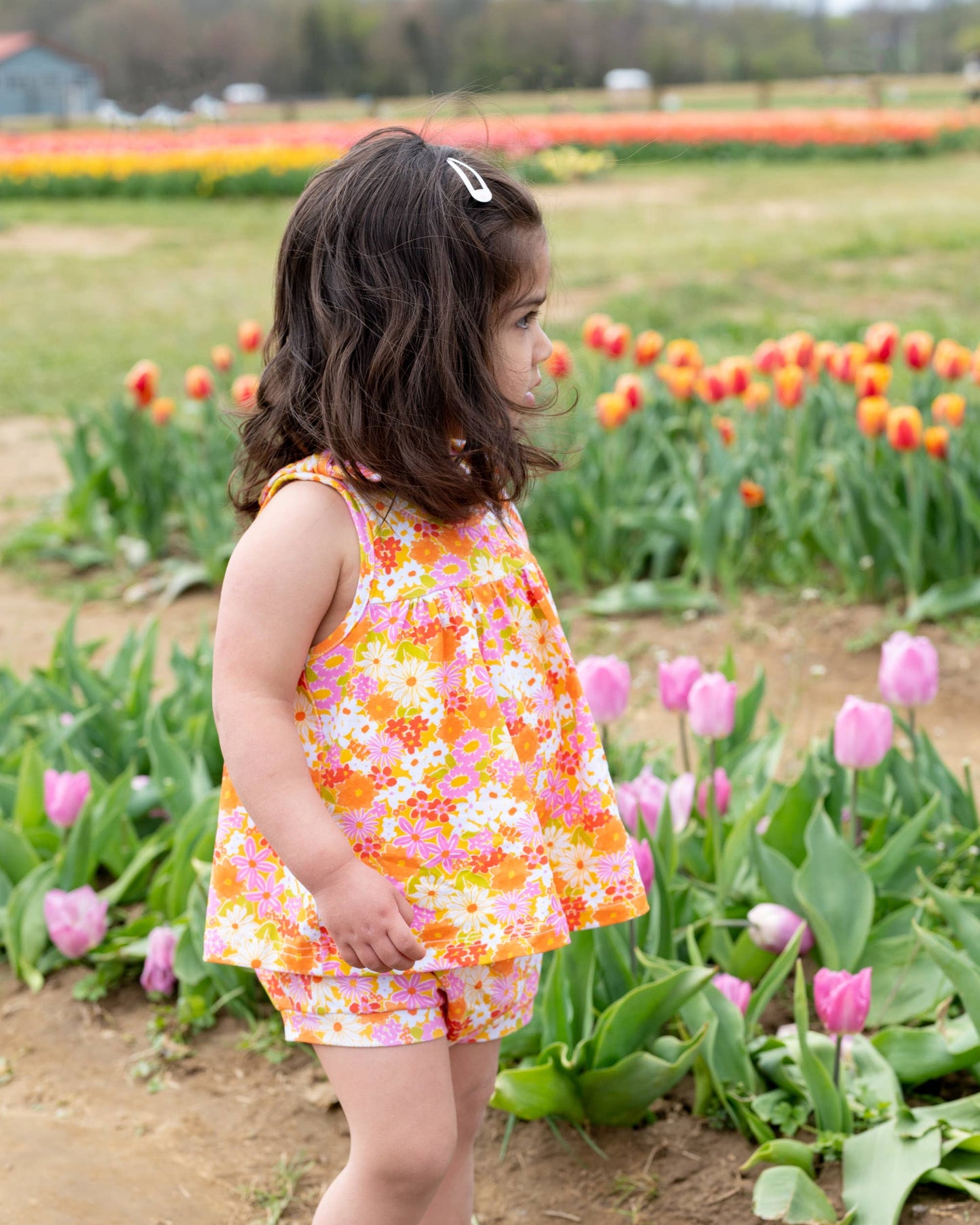 Summer Vintage Floral Two Piece Set for Baby Girls Clothes