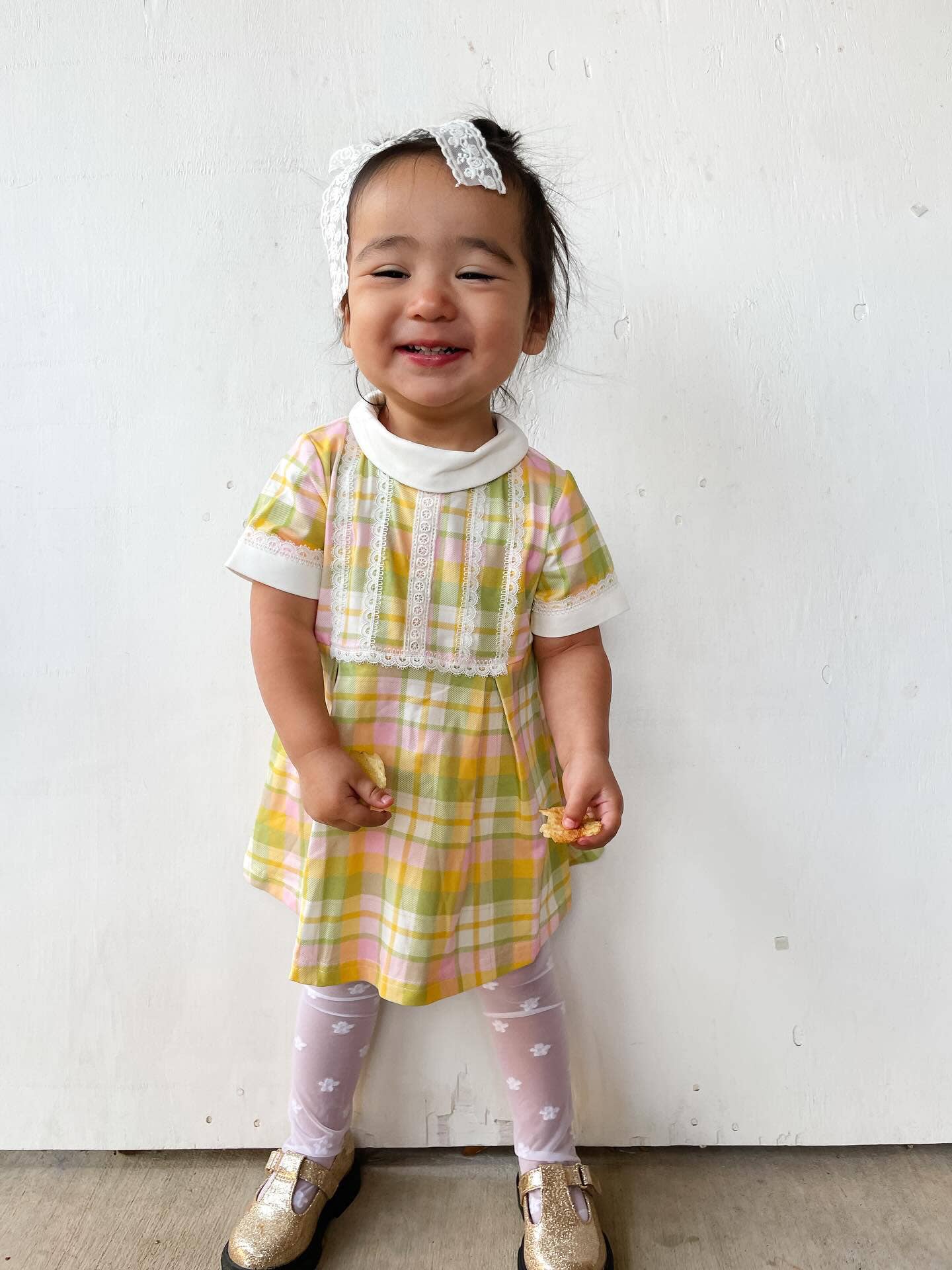 Retro Plaid Collar Dress for Toddler Girls Spring Easter