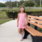 Pink beaded two piece skort set