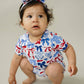4th of July Bamboo Shorts Set | Red-White & Bows