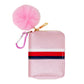 Striped Leather Pom Pom Wallet