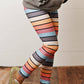 Kids Gray Ruffle Hoodie and Rainbow Stripe Leggings Fall Set