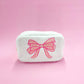 Pink Bow Teddy Cosmetic Zipper Bag - Large