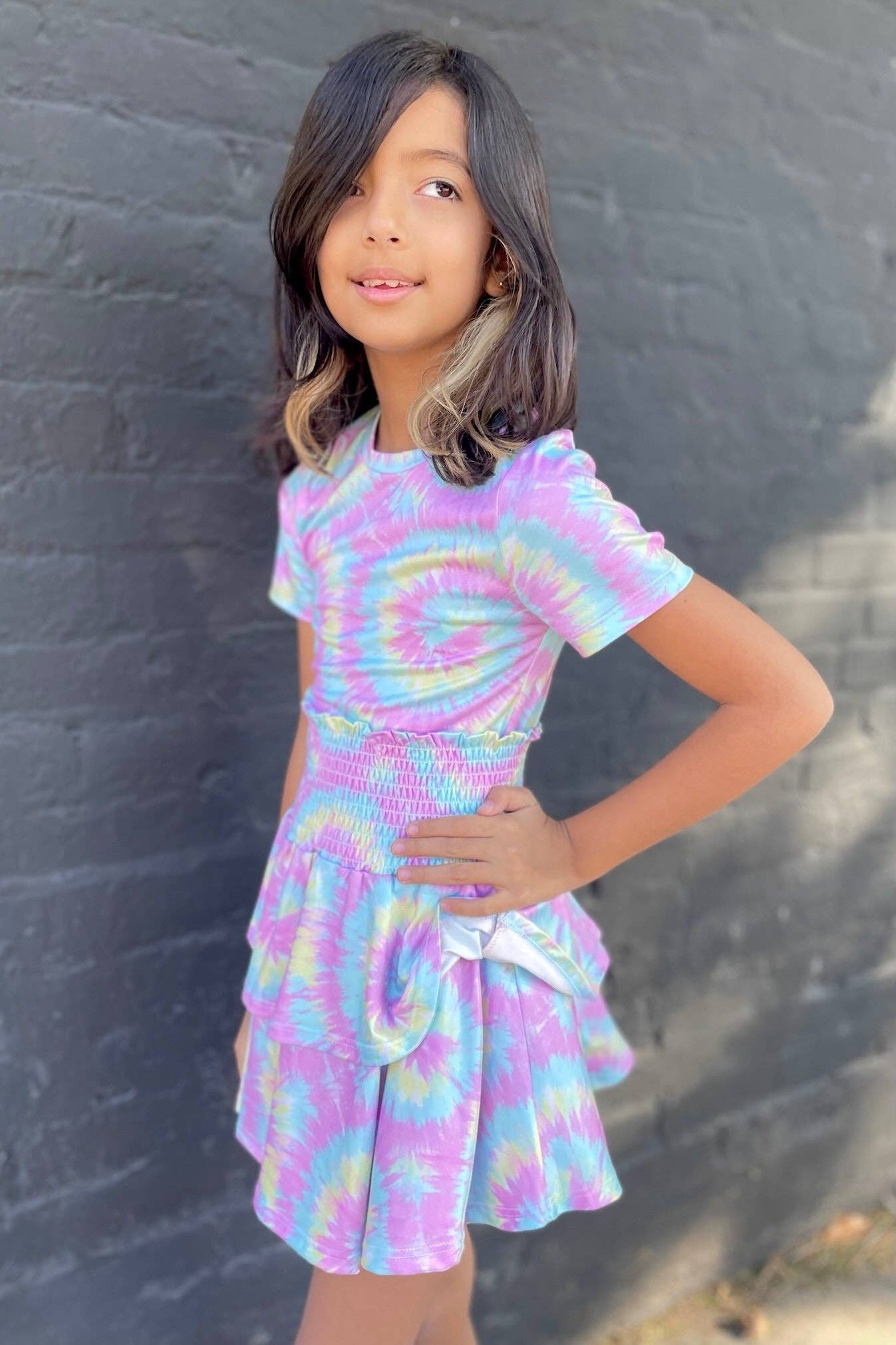 Simply Soft Smocked Ruffle Skirt - Cotton Candy Tie Dye