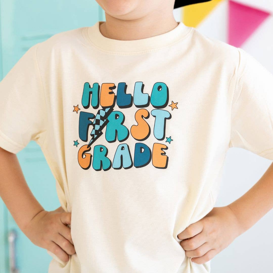 Hello First Grade Short Sleeve T-Shirt - Back to School Kids