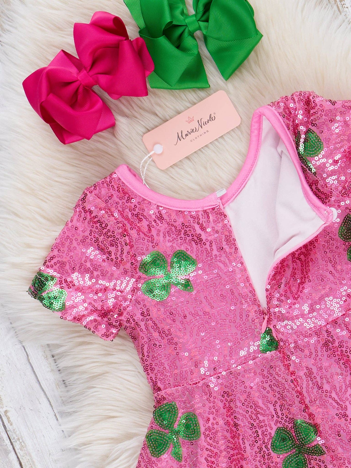 Pink Sequin Shamrock Dress
