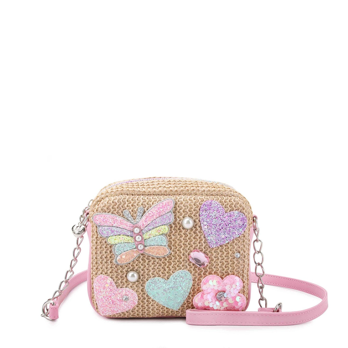 Straw Patched Crossbody Bag
