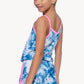 Simply Soft Strappy Dolphin Short Romper - Denim Pink Bolts
