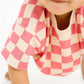 Pink Checkered Waffle Bamboo Shorts Set