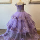 Detachable Train With Stones and Gems Mini Quince Dress