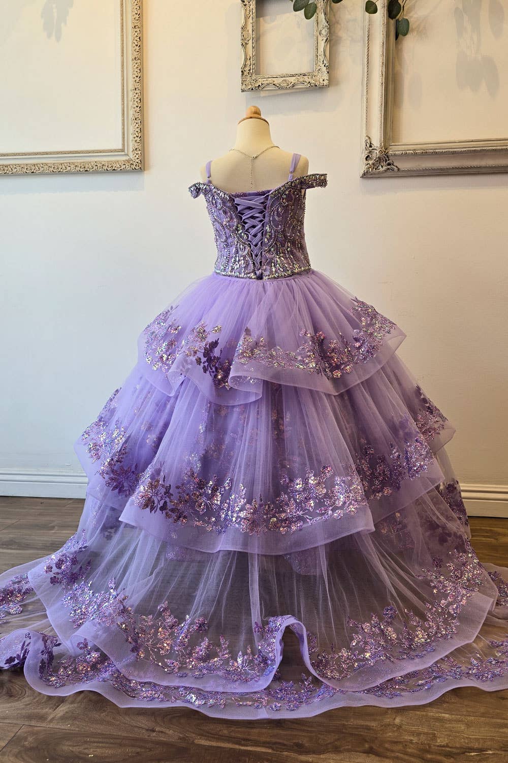 Detachable Train With Stones and Gems Mini Quince Dress