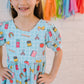 Puff Leggy Romper in Back To School Print