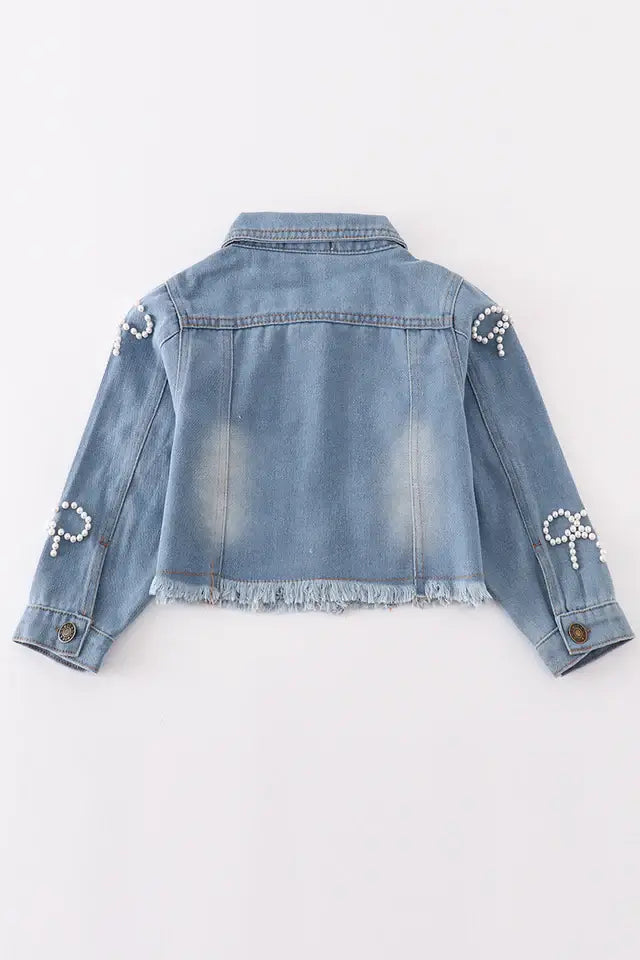 Girl pearl denim jacket