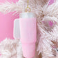 Pink Glittered Trendy Tumbler Christmas Ornament