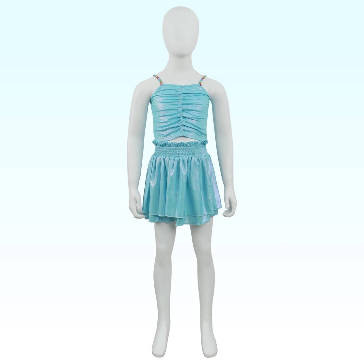 Blue metalic skort set