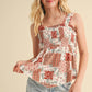 TWEEN GIRLS KIDS WIDE STRAP PEPLUM TANK WITH SMOCKED (XS-XL)