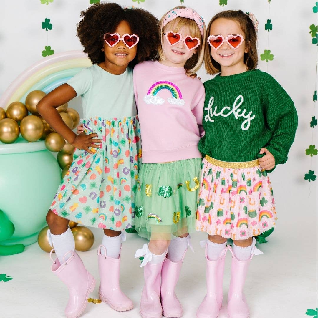 Lucky Charm St. Patrick's Day Short Sleeve Tutu Dress - Kids