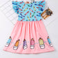 Girls Colorful Crayon Ruffle Flare Dress for back to school