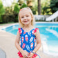 Navy Popsicles Ruffle-Accent One-Piece