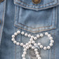 Girl pearl denim jacket