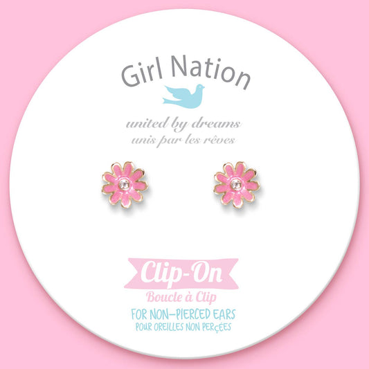 CLIP ON Cutie Earrings- Pink Daisy
