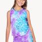 Simply Soft Sleeveless Easy Tank - Purple Turquoise Tie Dye