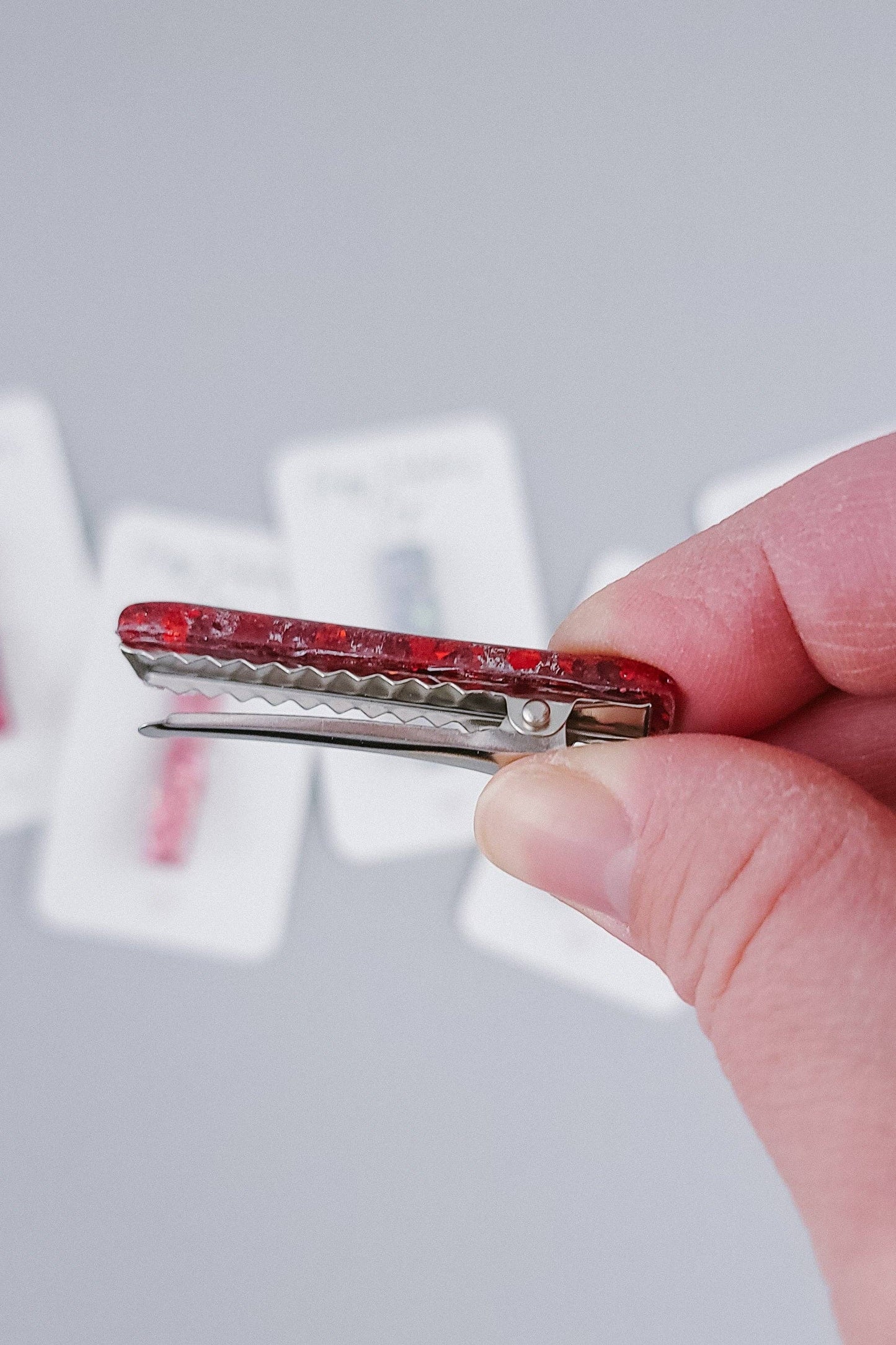 Resin Bar Hair Clip | Valentine's Day Glitter | Valentine Cards