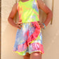 Simply Soft Tank Ruffle Flounce Dress - Neon Sherbet Tie Dye