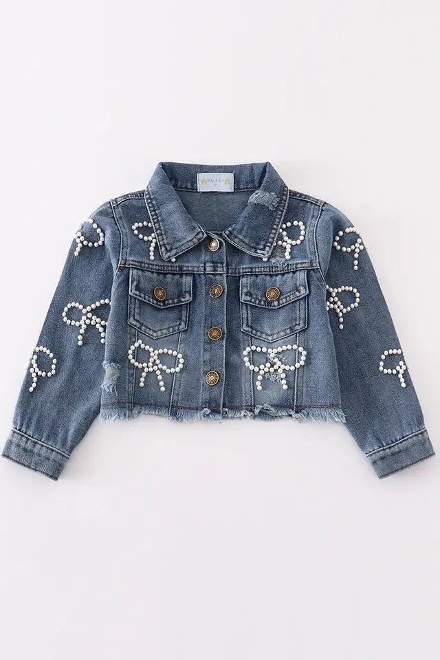 Girl pearl denim jacket