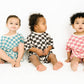Blue Checkered Waffle Bamboo Shorts Set