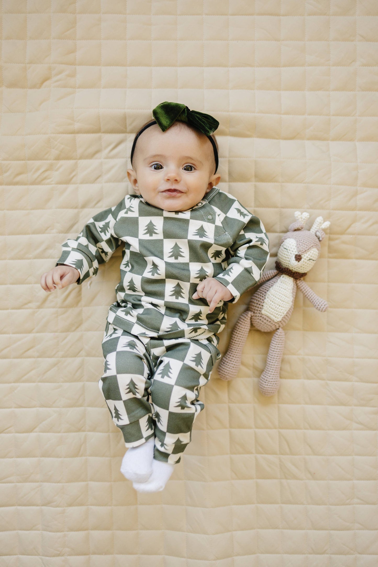 Checkered Christmas Trees Organic Cotton Set Kids Clothes