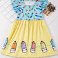 Girls Colorful Crayon Ruffle Flare Dress for back to school